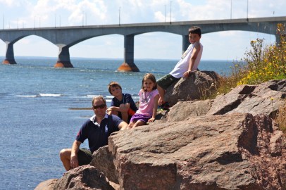6 - Mike, Ryan, Jenna, Andrew beside Confederation Bridge, PEI